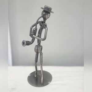 Metal Nuts and Bolts Art Saxophone Player Figurine